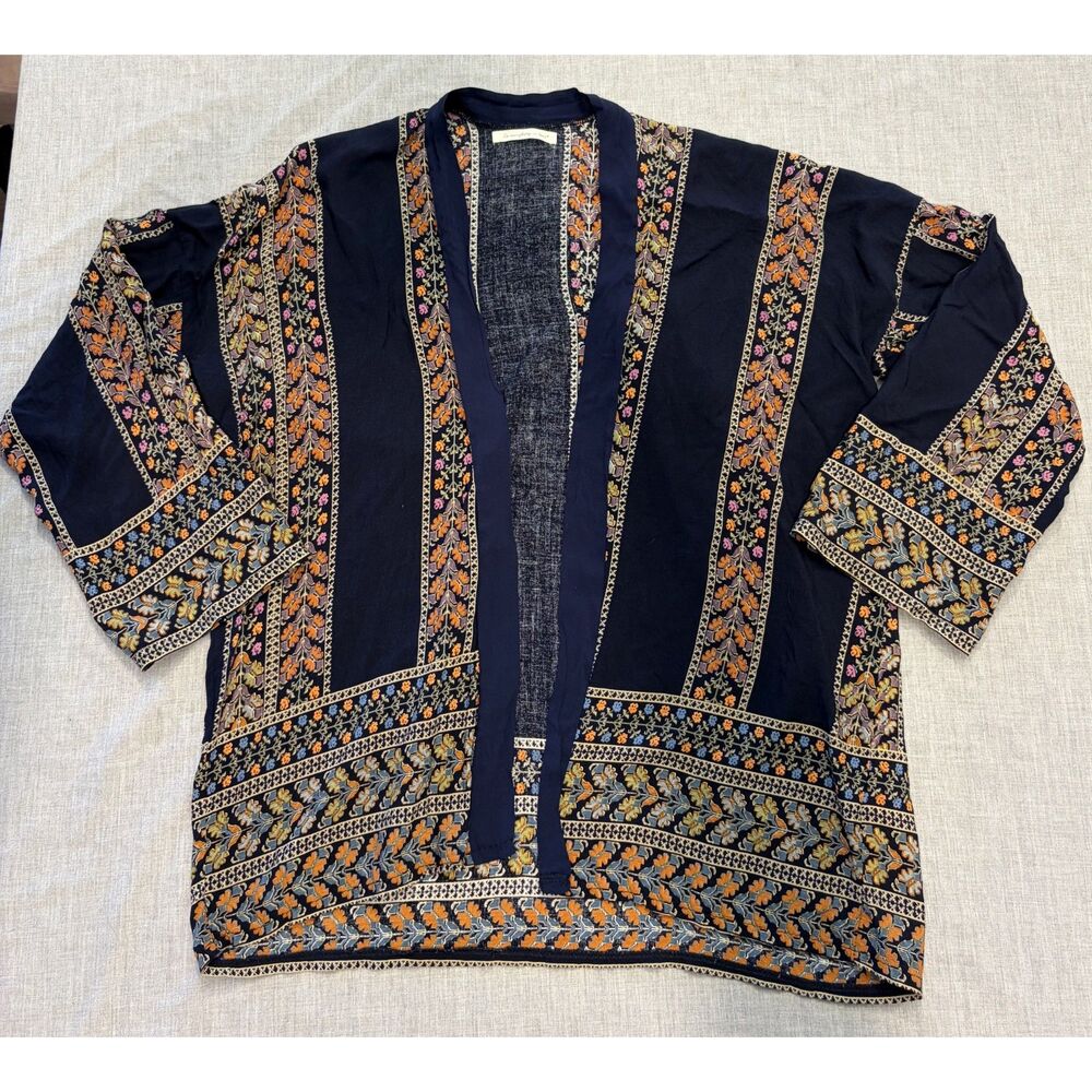 Do Everything in Love Flowy Boho Short Kimono Cardigan Open Front Top One Size
